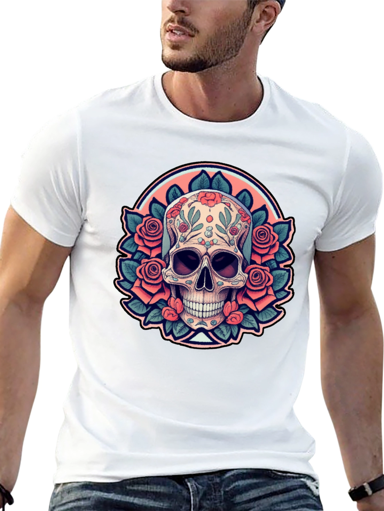 Black Sugar Skull Rose Black T-Shirt view 13