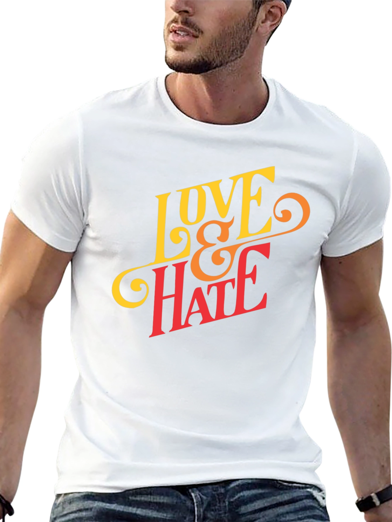 Black Love & Hate Graphic Tee - Casual Black T-Shirt view 13