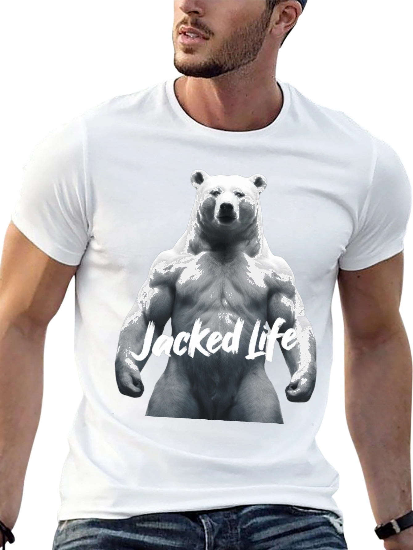 Black Jacked Life Bear Graphic Tee - Black view 13