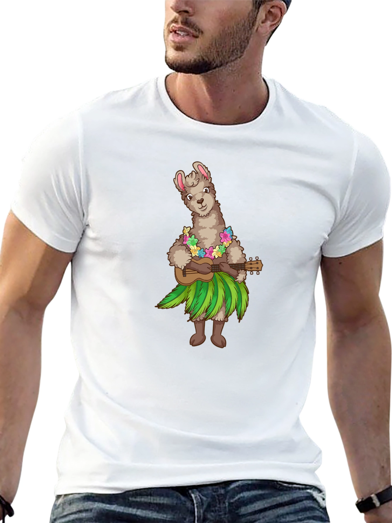 Black Llama Hula Ukulele T-Shirt view 13