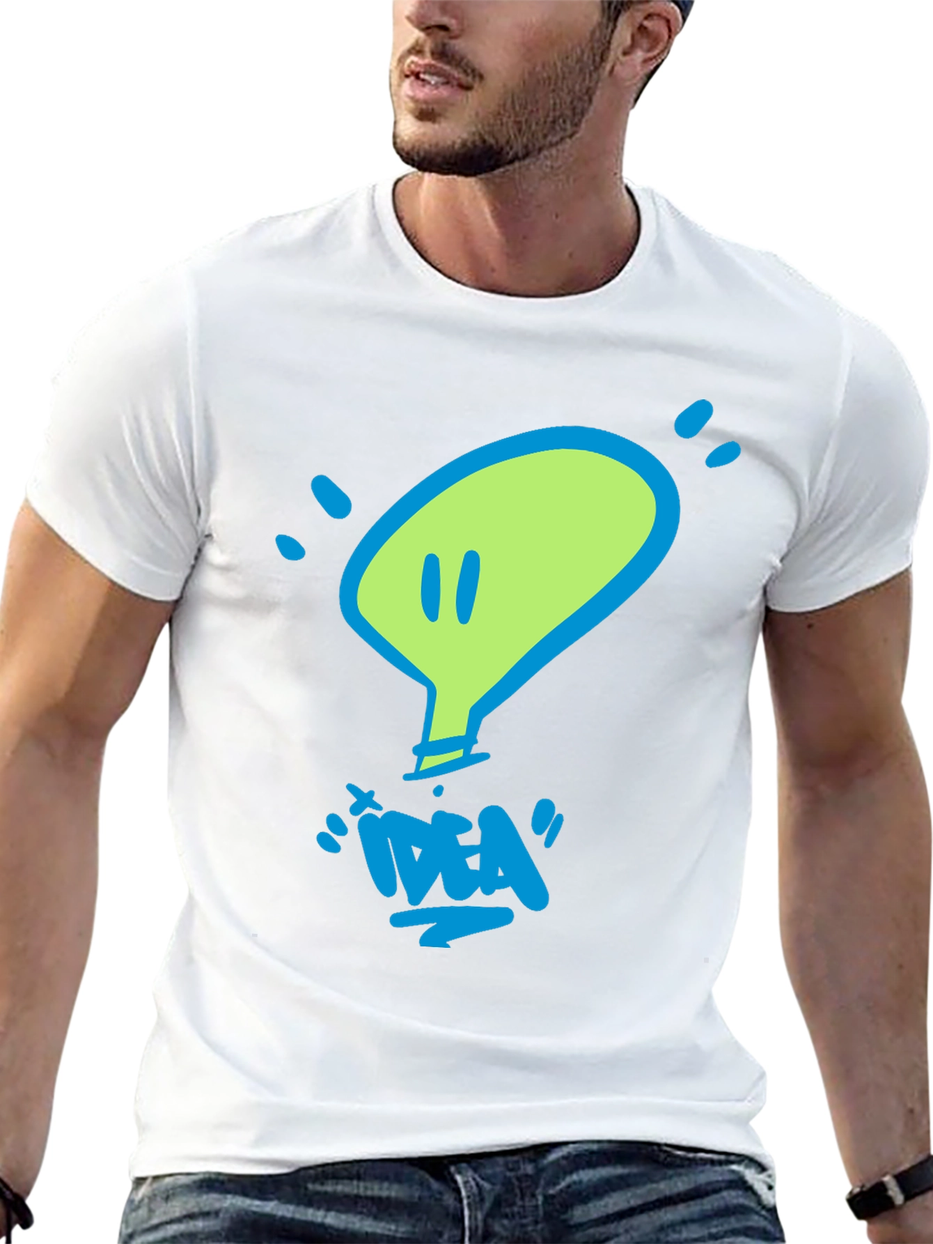 Black Idea Lightbulb Graphic T-Shirt - Unisex Crew Neck view 13
