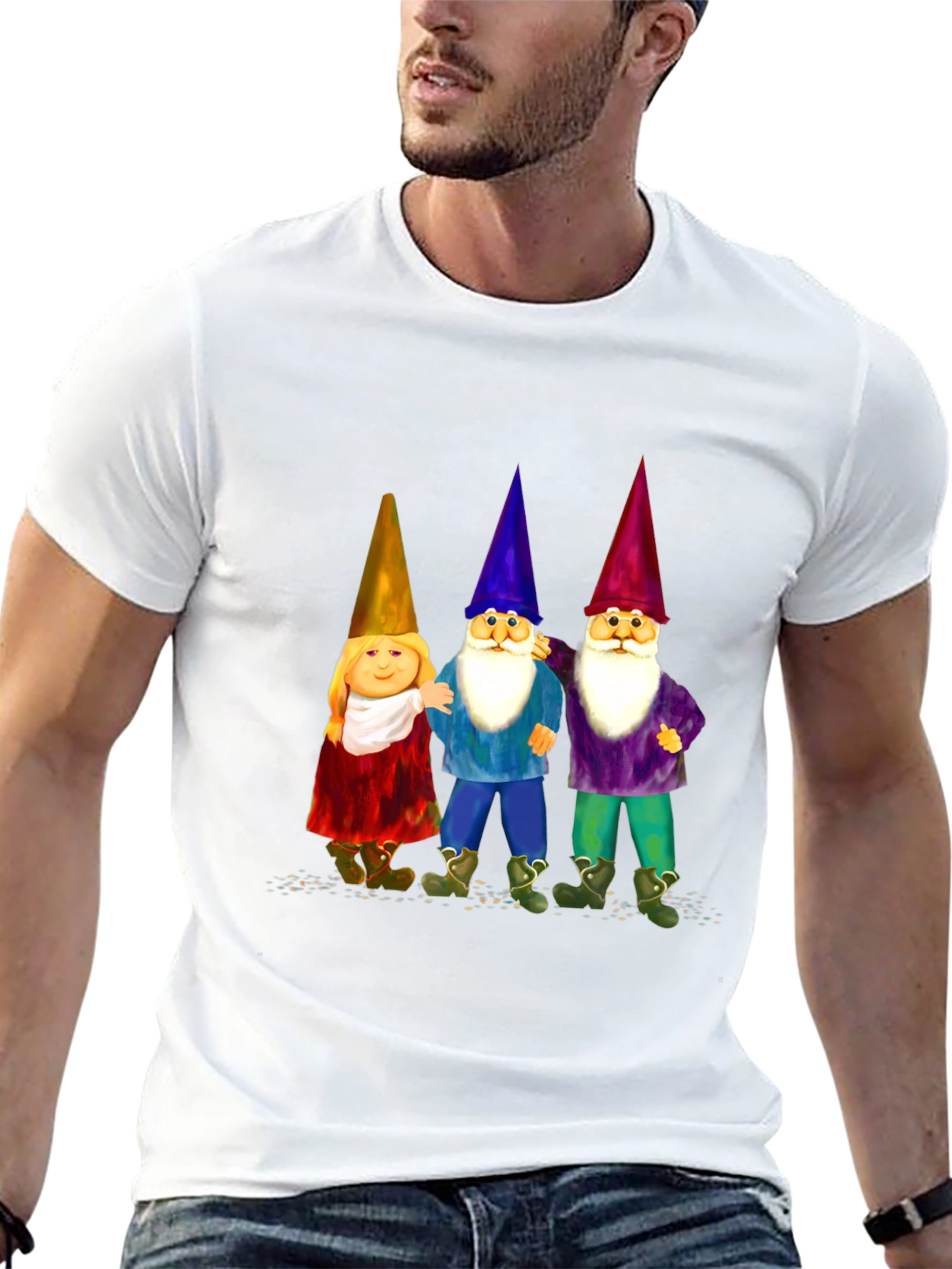 Black Gnome Trio T-Shirt, Black Cotton Blend view 13