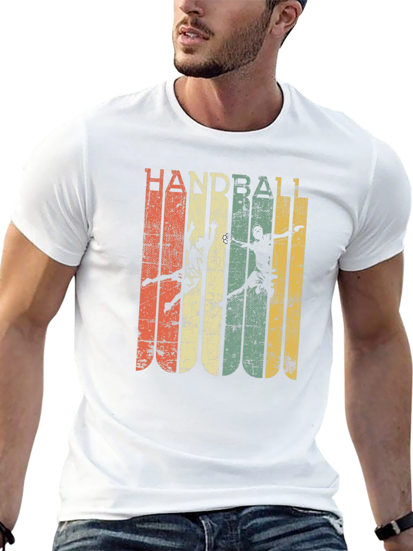 Black Vintage Handball Graphic Tee - Retro Sport T-Shirt view 13