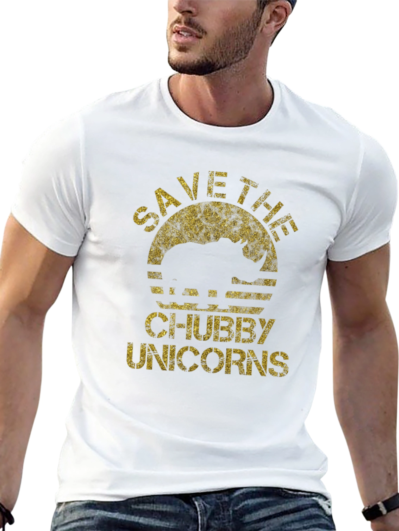 Black Save the Chubby Unicorns Black T-Shirt view 13