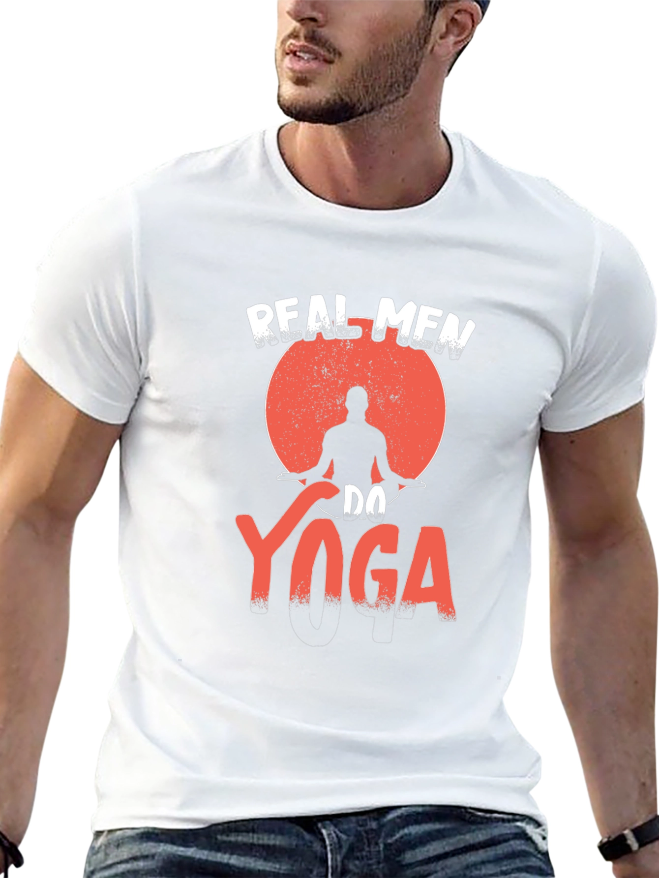 Black Real Men Do Yoga Black Graphic T-Shirt view 13