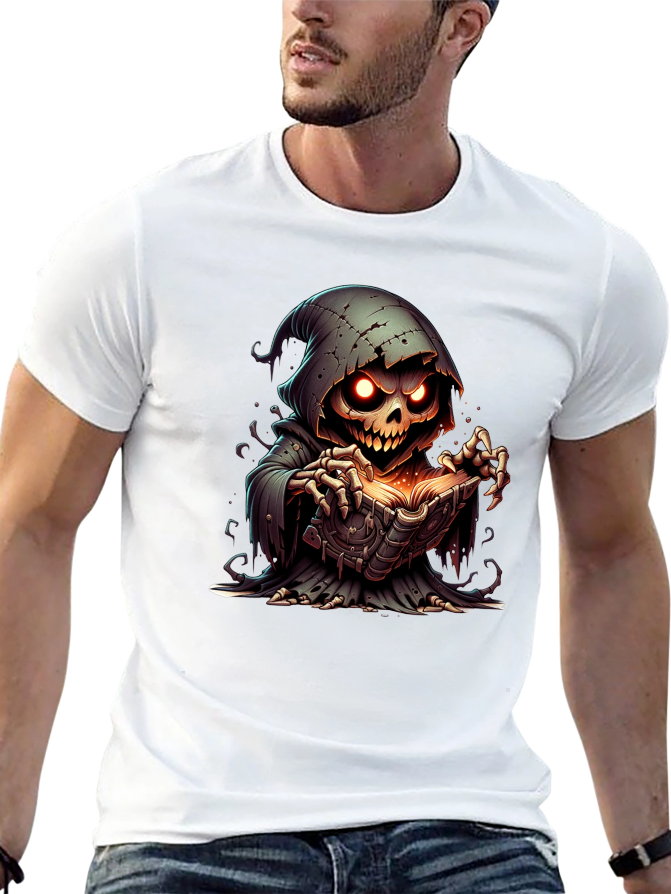 Black Grim Reaper Graphic Tee - Spooky Book Design view 13