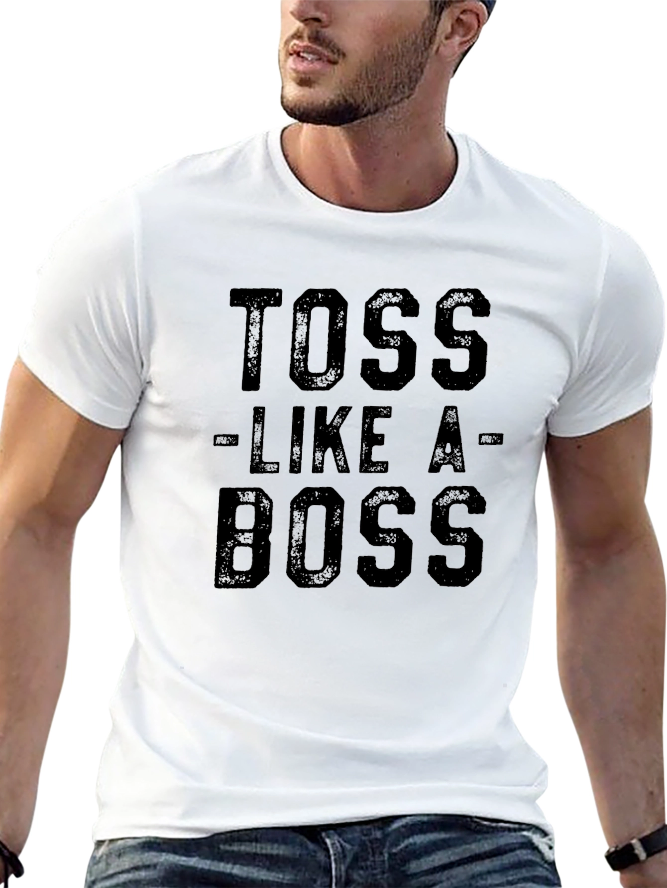 Black Toss Like a Boss Men's Black Graphic T-Shirt view 13