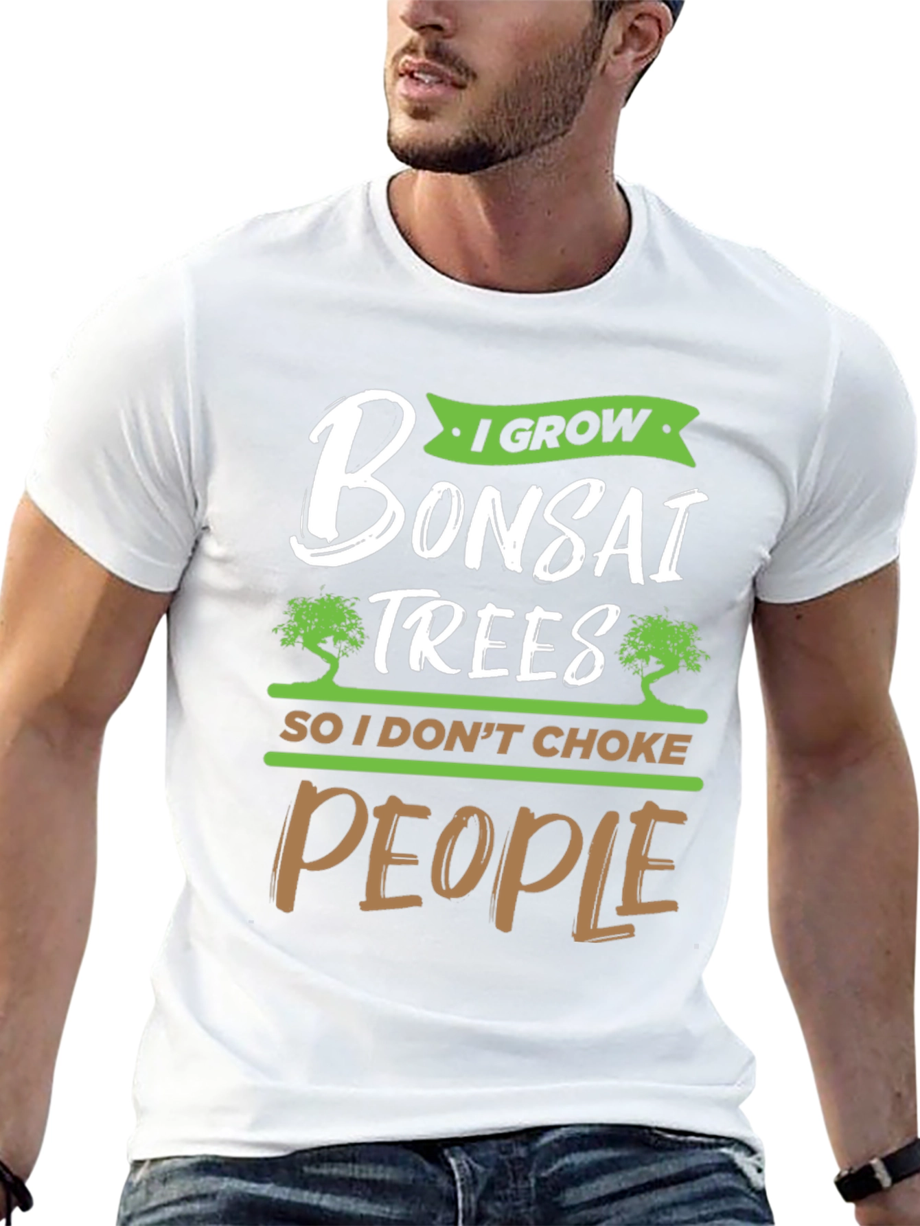 Black I Grow Bonsai Trees Funny Graphic Tee view 13
