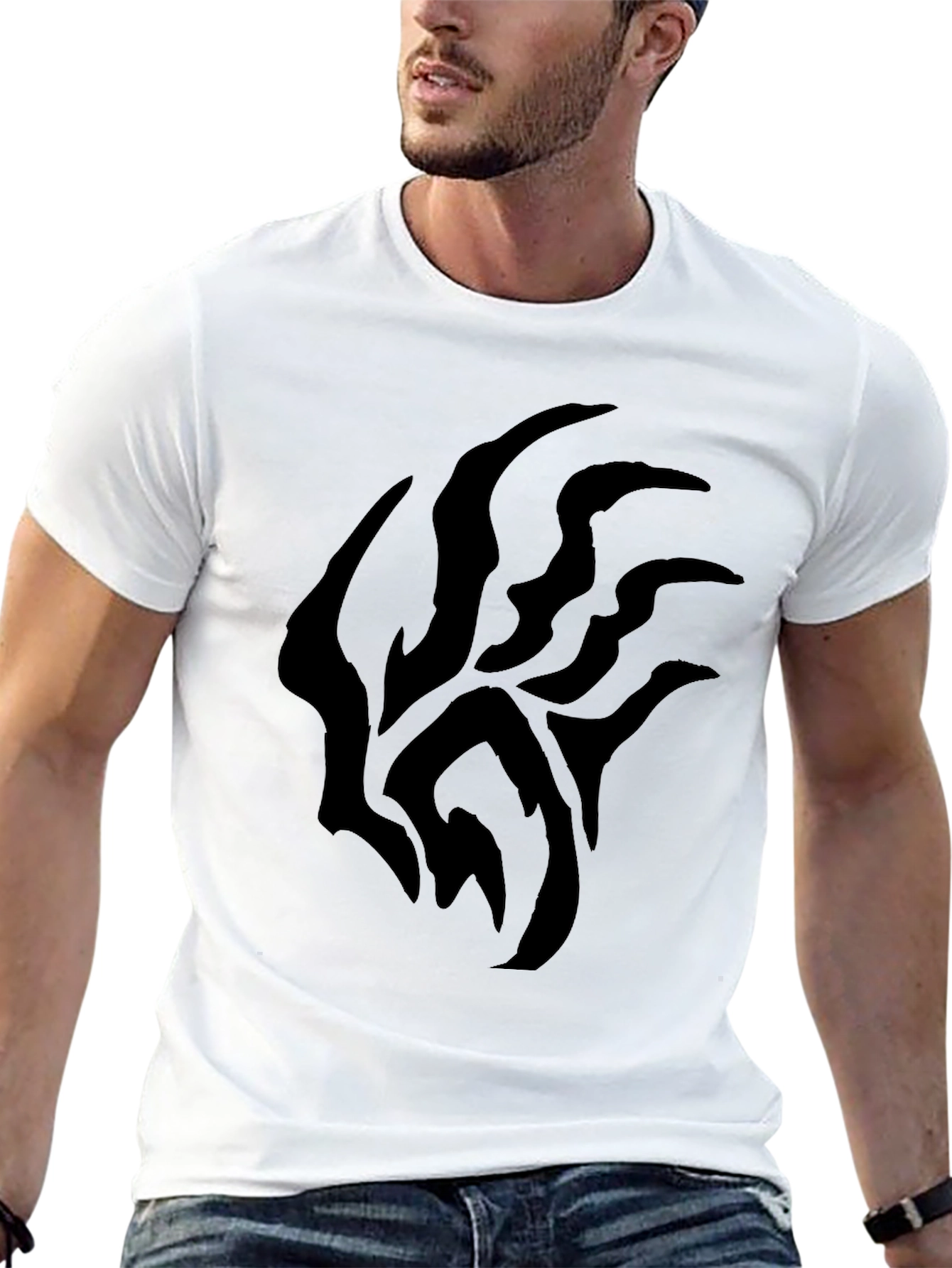 Black Black Graphic Tee - Abstract Design view 13