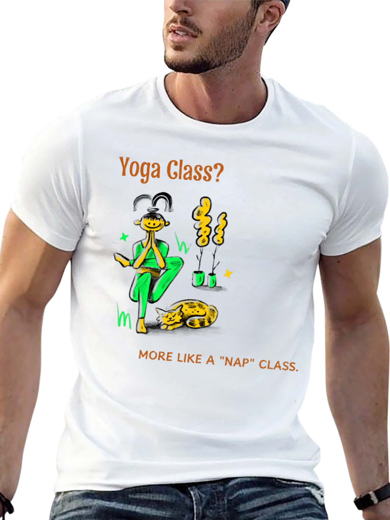 Black Yoga Nap Class Black Cotton T-Shirt view 13