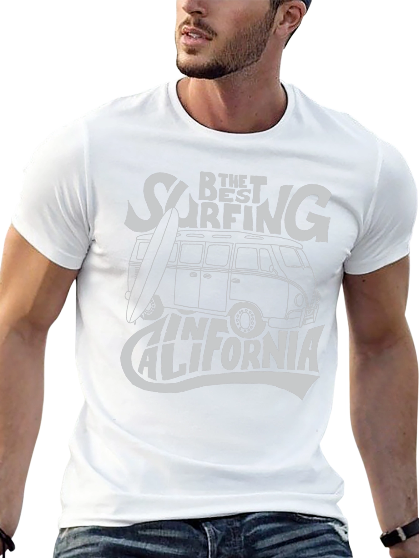 Black Surfing California Graphic Tee - Black Cotton T-Shirt view 13