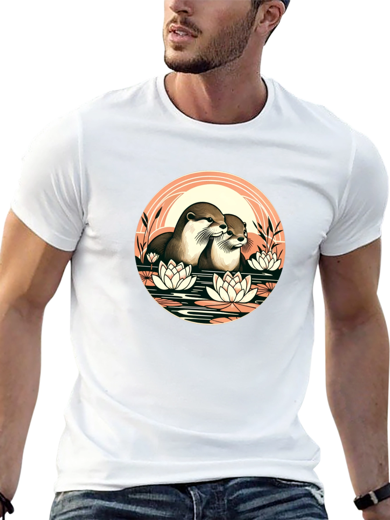 Black Otter Love T-Shirt - Nature Inspired Design view 13