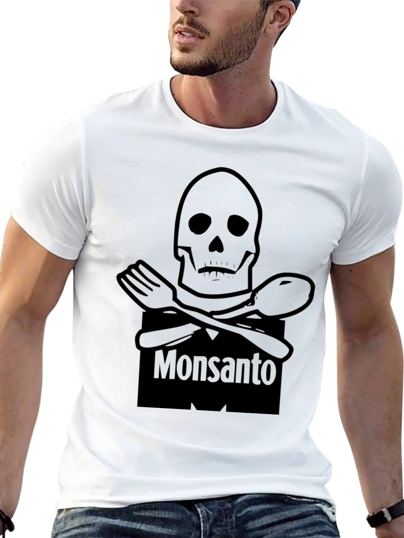 Black Monsanto Skull T-Shirt - Anti-GMO Statement Tee view 13