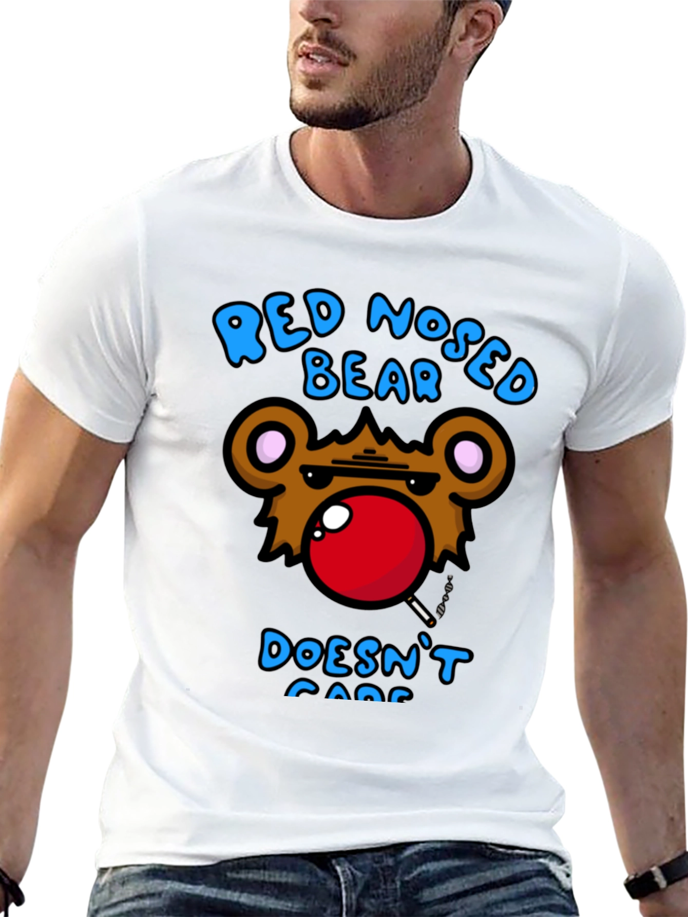 Black Red Nosed Bear Graphic T-Shirt - Unisex view 13