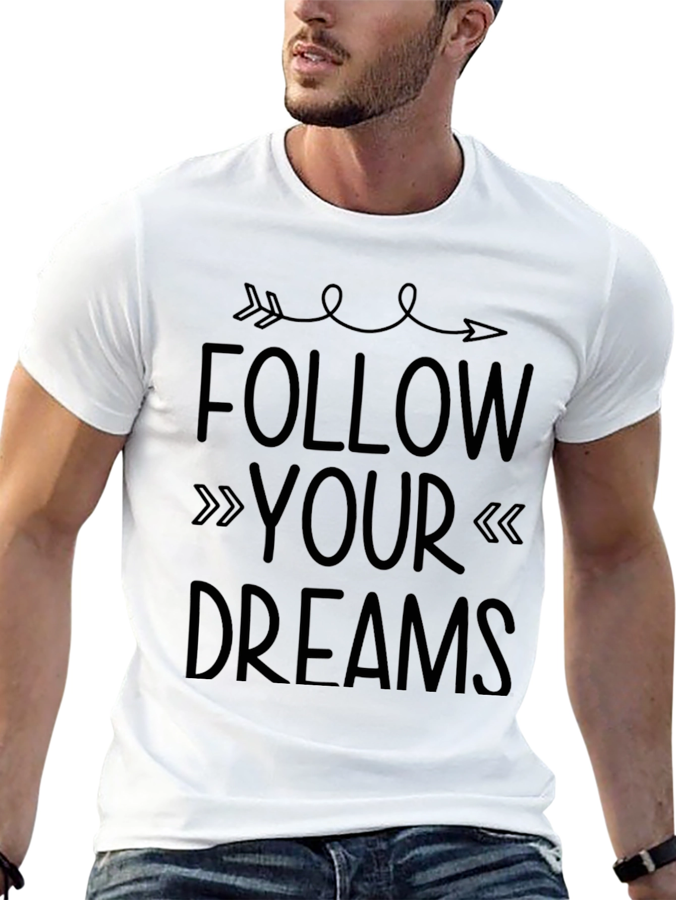 Black Follow Your Dreams Graphic Tee - Unisex Black T-Shirt view 13