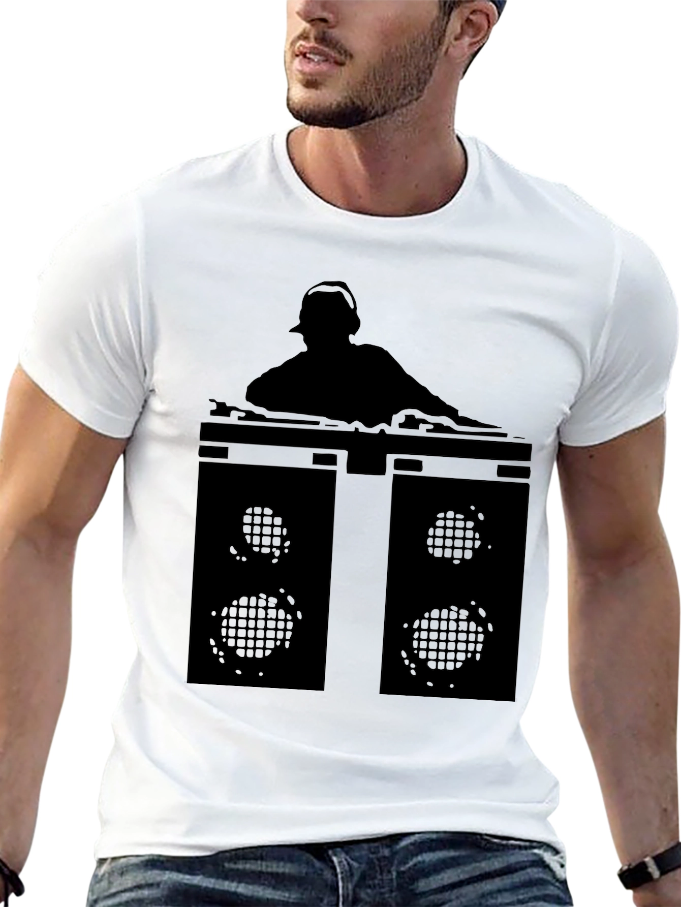Black DJ Silhouette Graphic Tee view 13