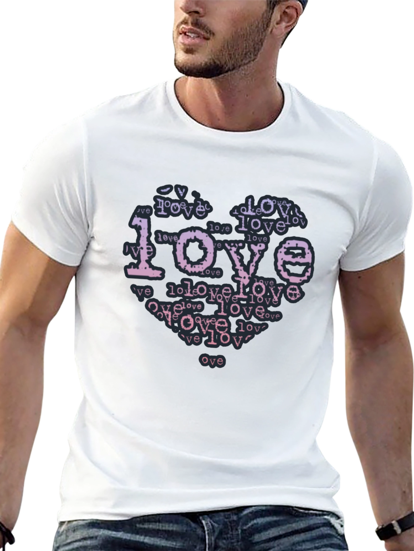 Black Love Typography Heart Black T-Shirt view 13