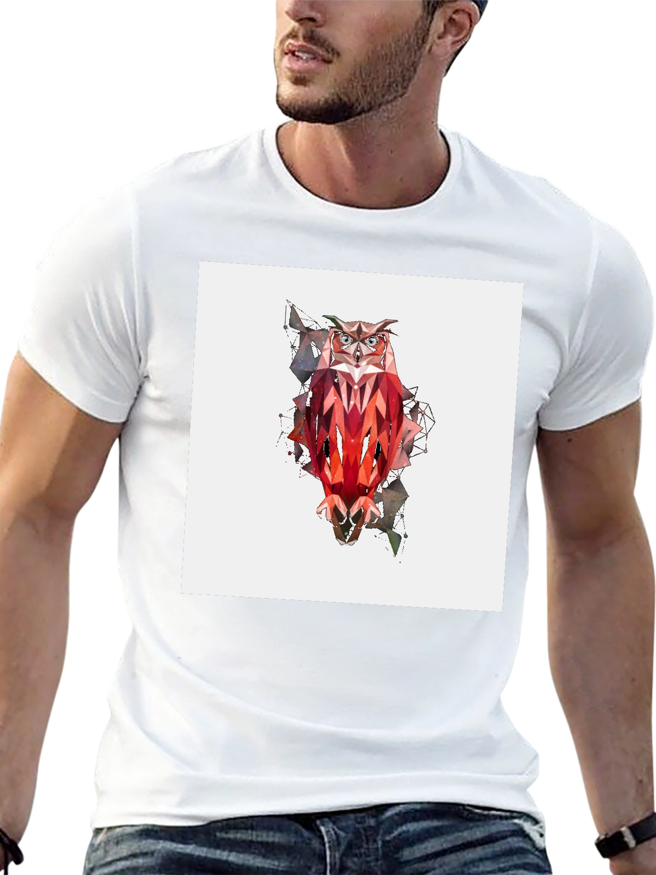 Black Geometric Owl Graphic Tee - Modern Art Style view 13