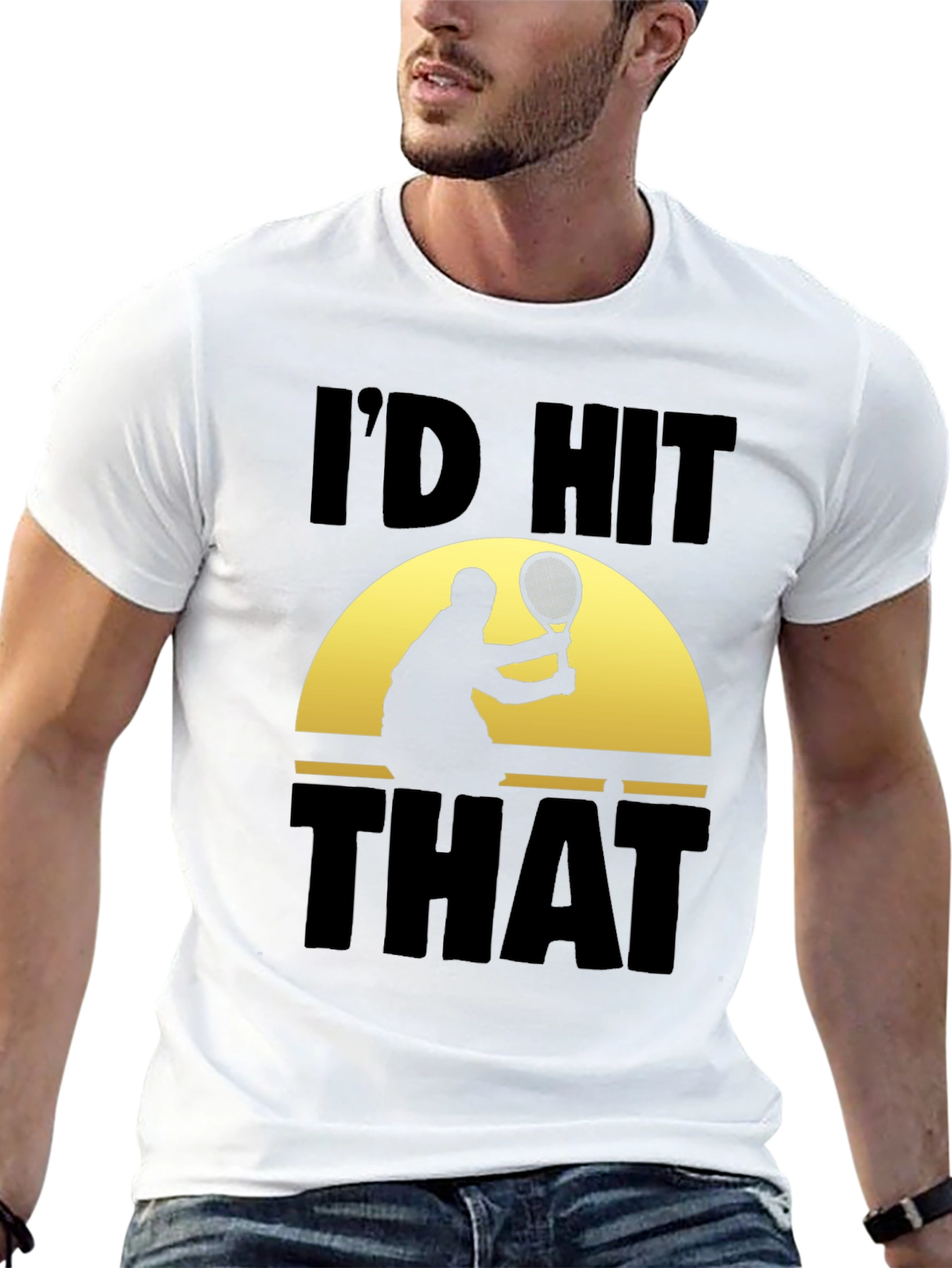 Black I'd Hit That Funny Tennis T-Shirt view 13