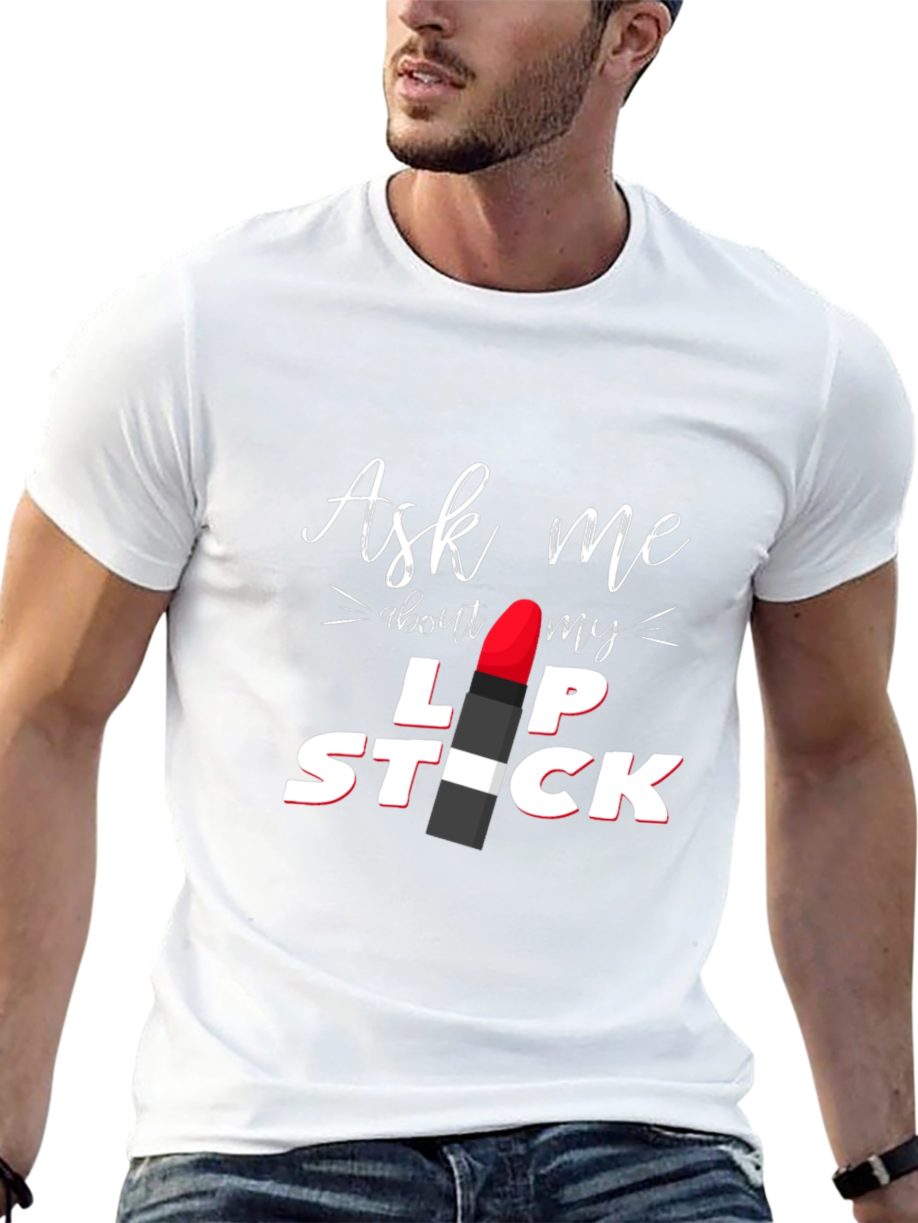 Black Ask Me About My Lipstick Graphic T-Shirt view 13