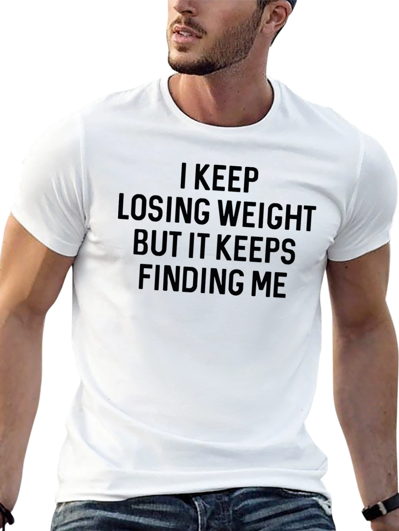 Black Funny Weight Loss Graphic T-Shirt - 'I Keep Losing Weight' view 13