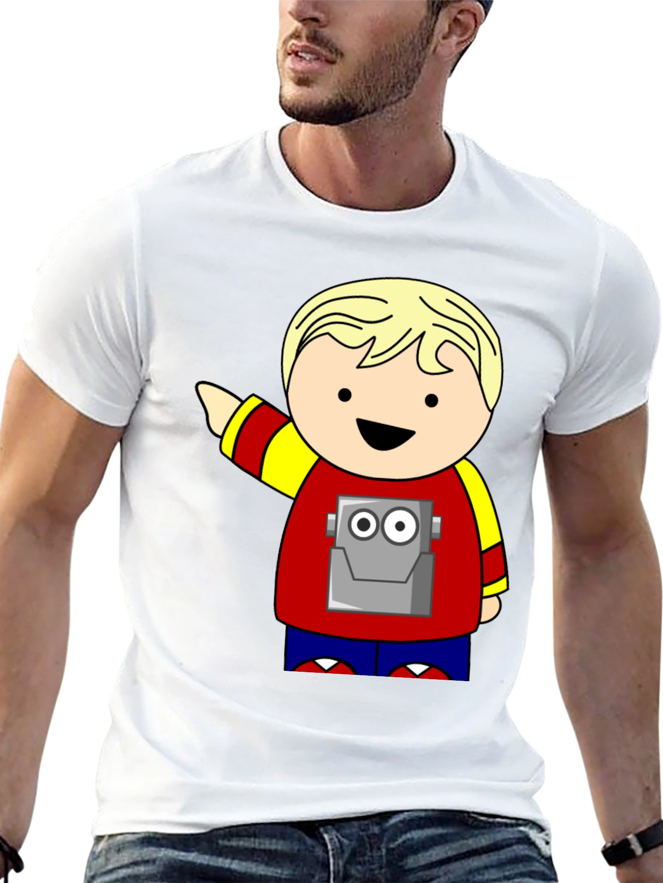 Black Cartoon Robot Kid T-Shirt - Black view 13