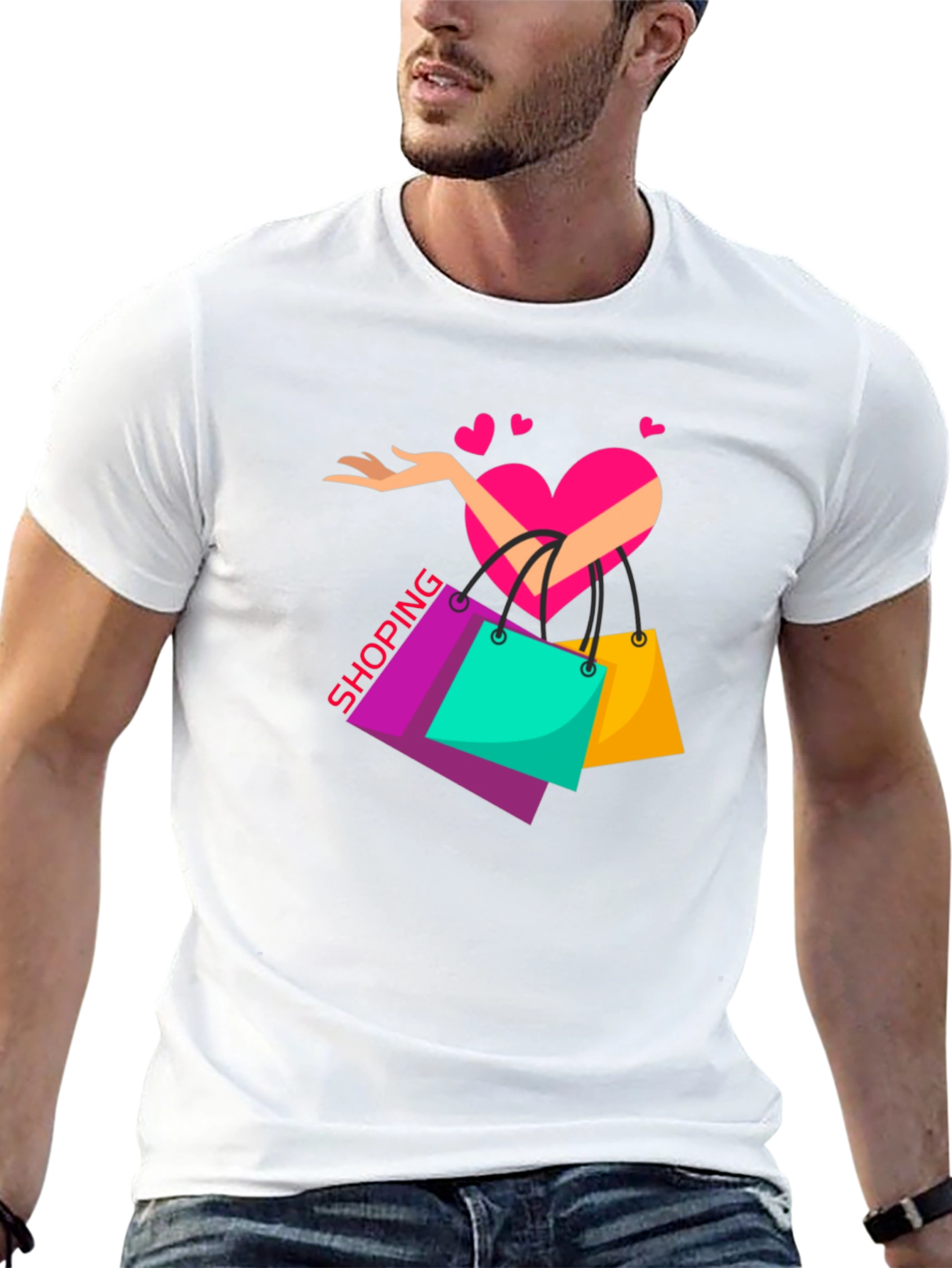Black Shopping Lover's Black T-Shirt view 13