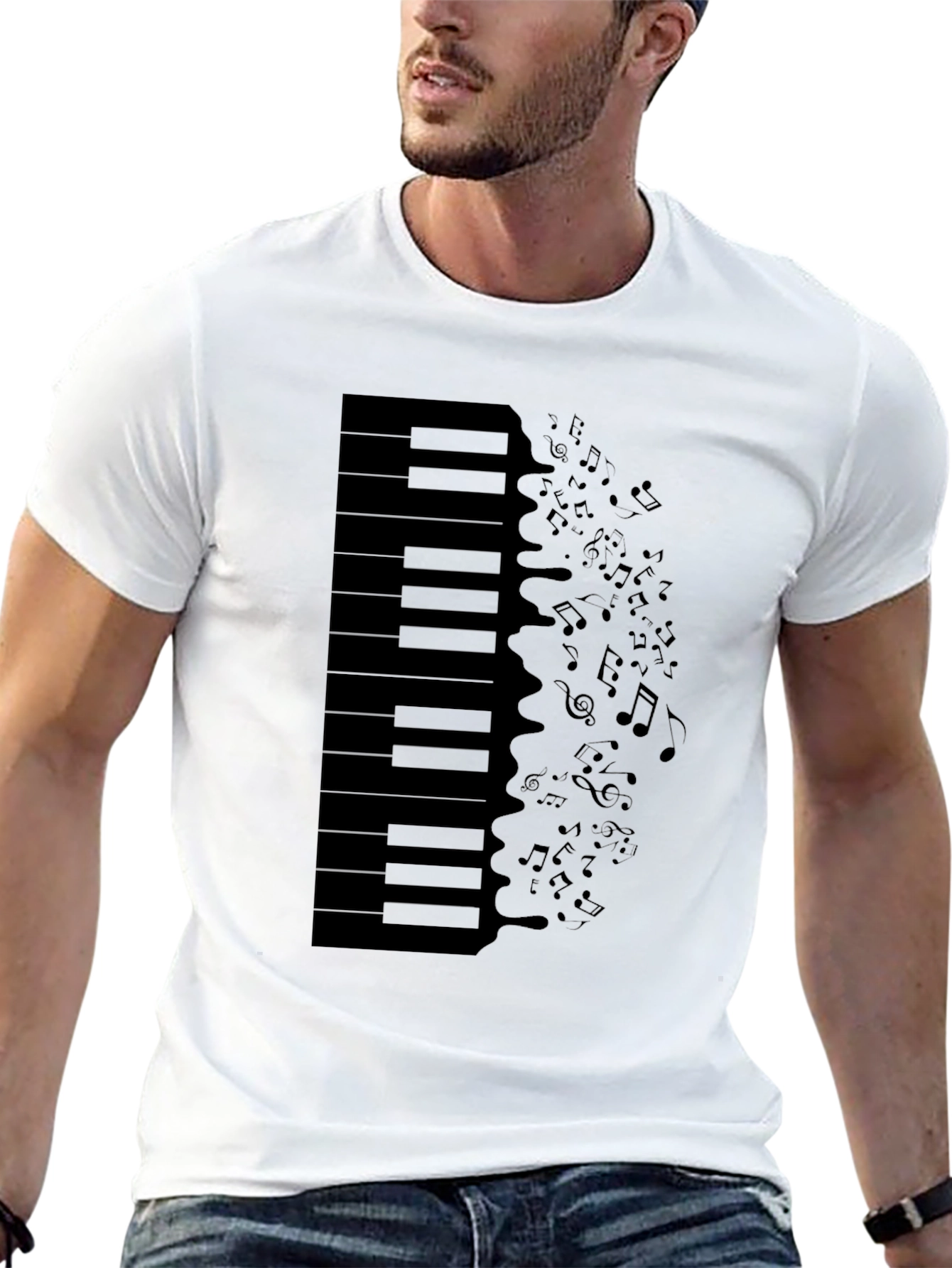 Black Piano Keys & Notes Graphic Tee - Black T-Shirt view 13