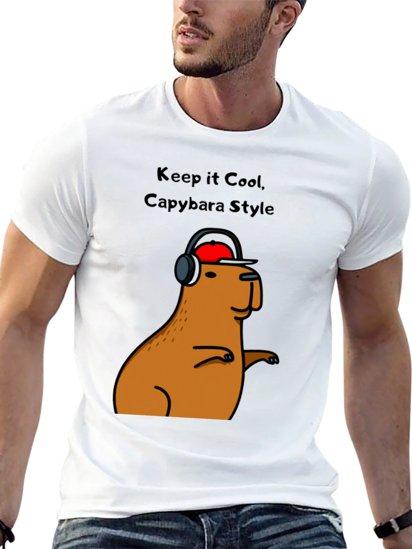 Black Cool Capybara Style Graphic Tee - Black view 13