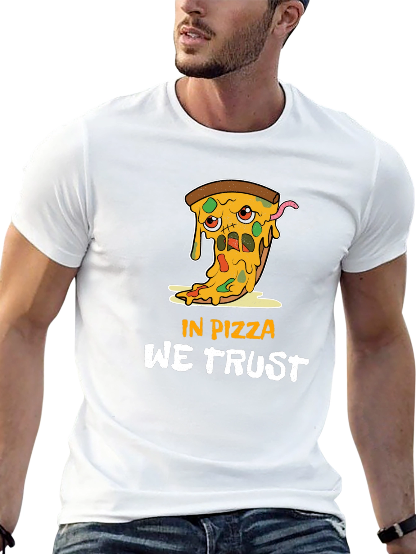 Black In Pizza We Trust Graphic Tee - Funny Foodie T-Shirt view 13