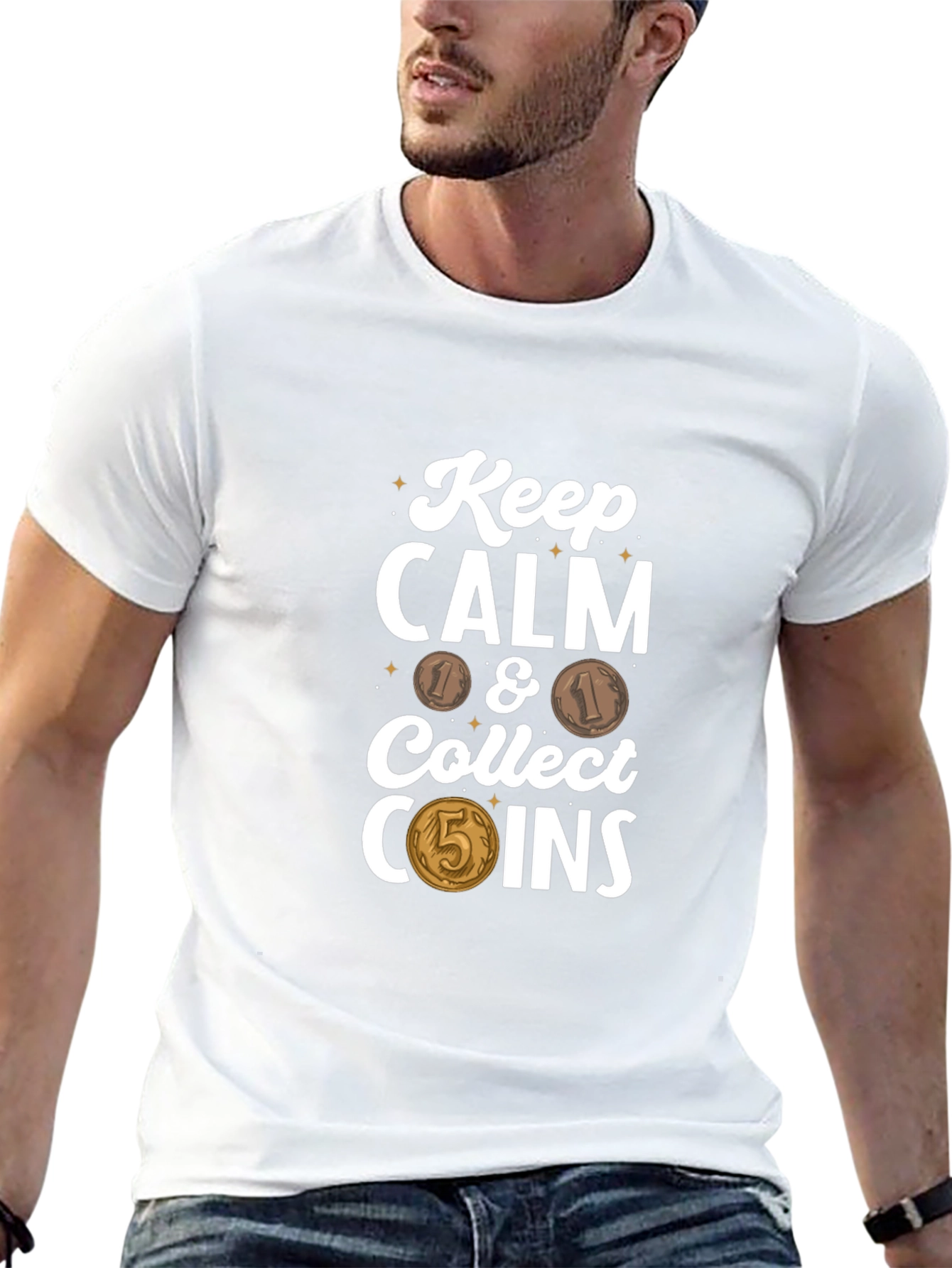 Black Keep Calm & Collect Coins T-Shirt view 13