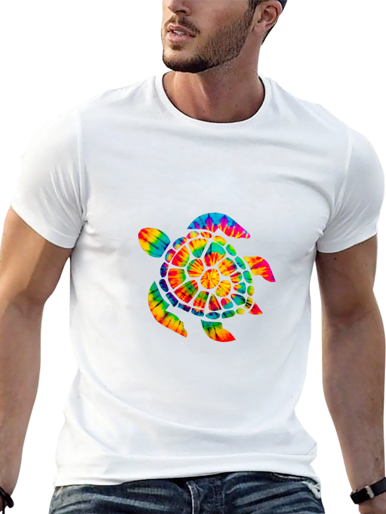 Black Tie-Dye Turtle Graphic Tee - Soft Cotton view 13