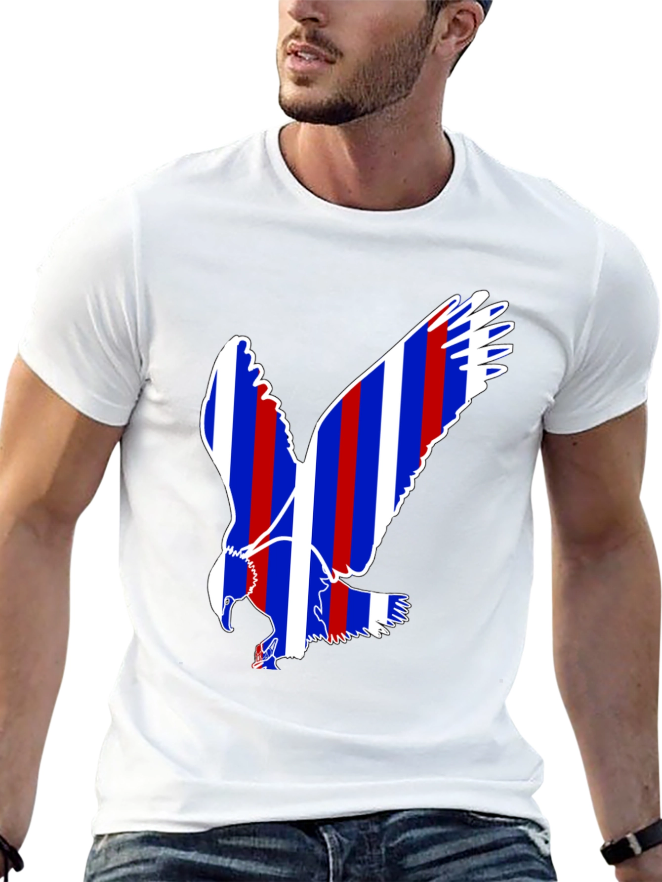 Black Patriotic Eagle Graphic Tee - Black Cotton Blend view 13