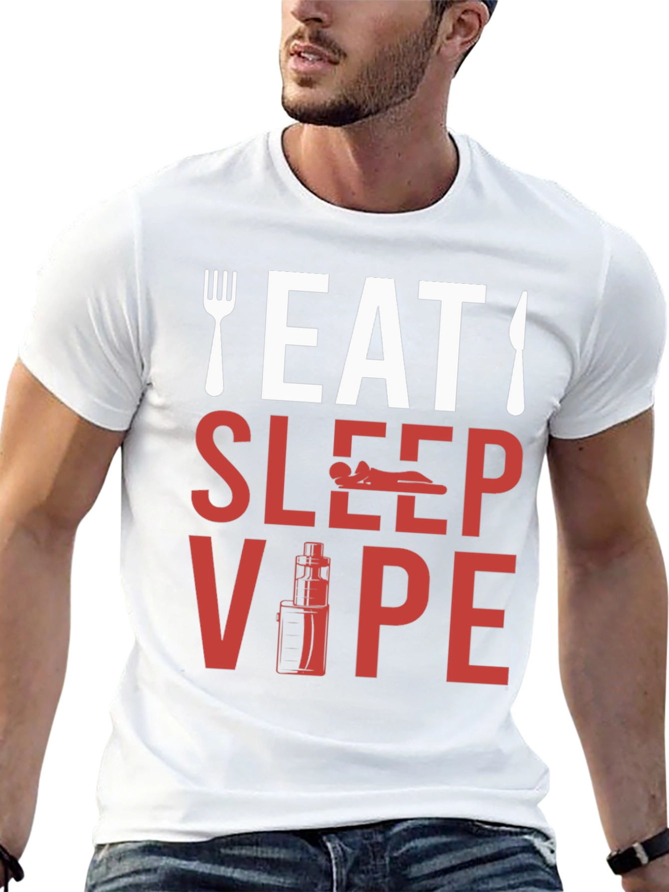 Black Eat Sleep Vape T-Shirt - Novelty Graphic Tee view 13