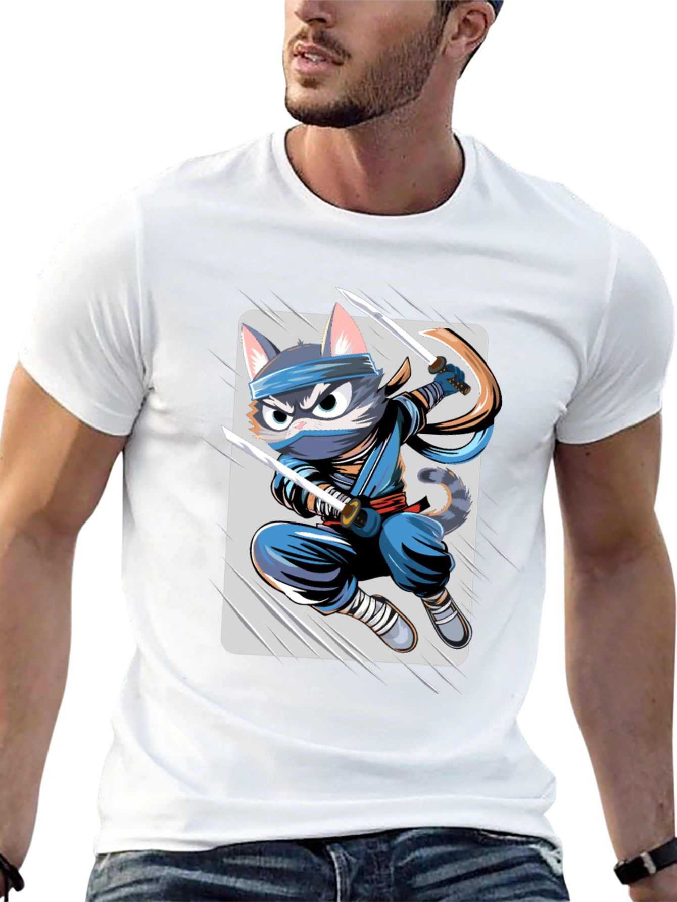 Black Ninja Cat T-Shirt - Unique Cartoon Graphic Tee view 13