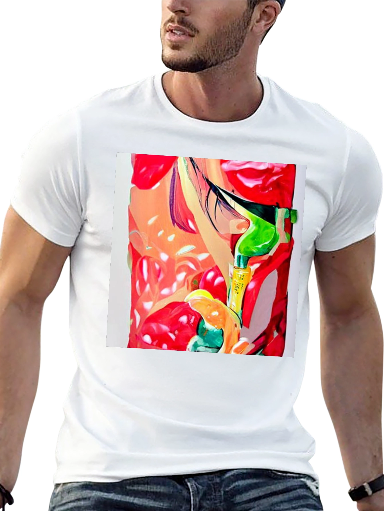 Black Abstract Print Men's Black T-Shirt view 13