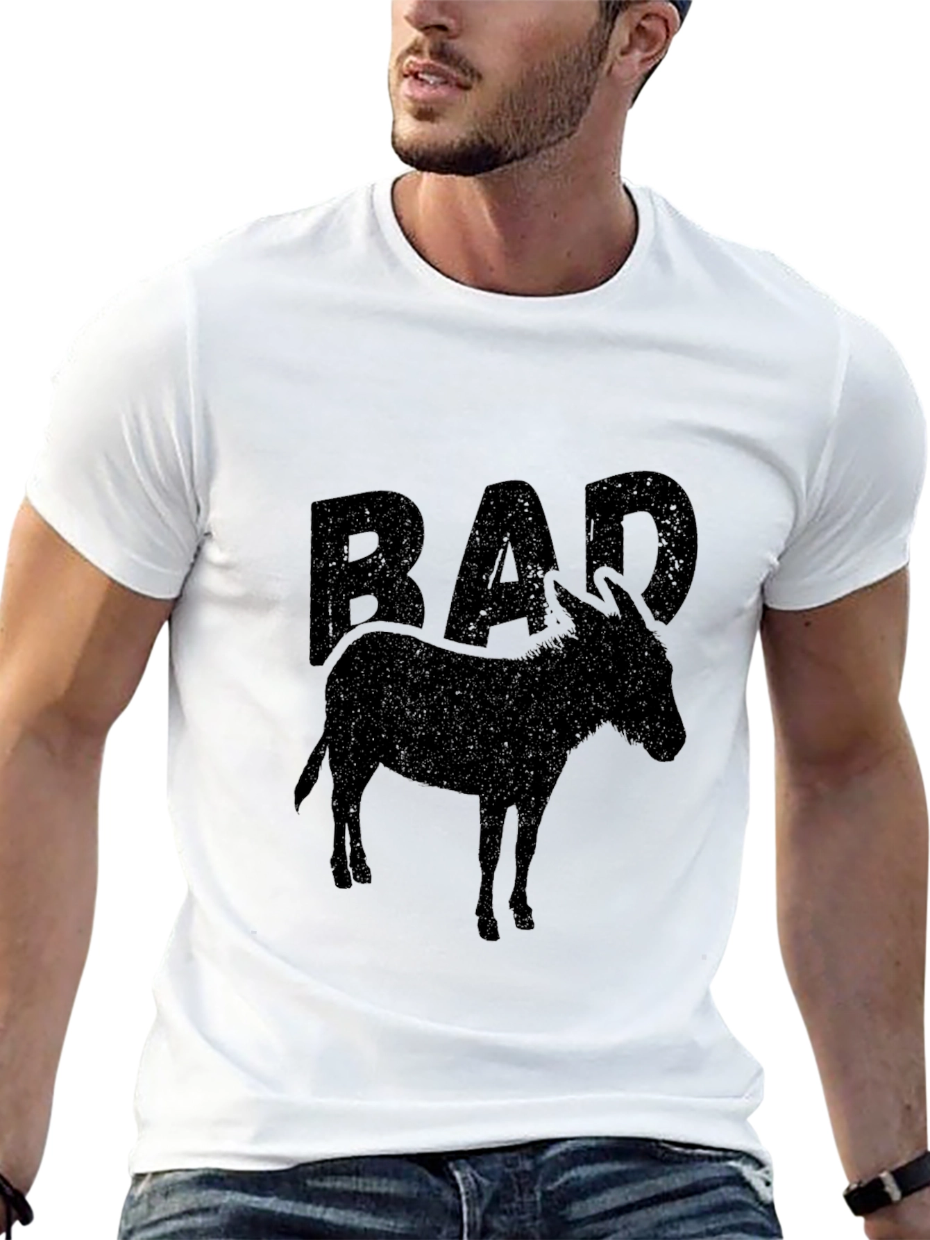 Black Bad A Donkey Graphic Tee - Black Crew Neck T-Shirt view 13