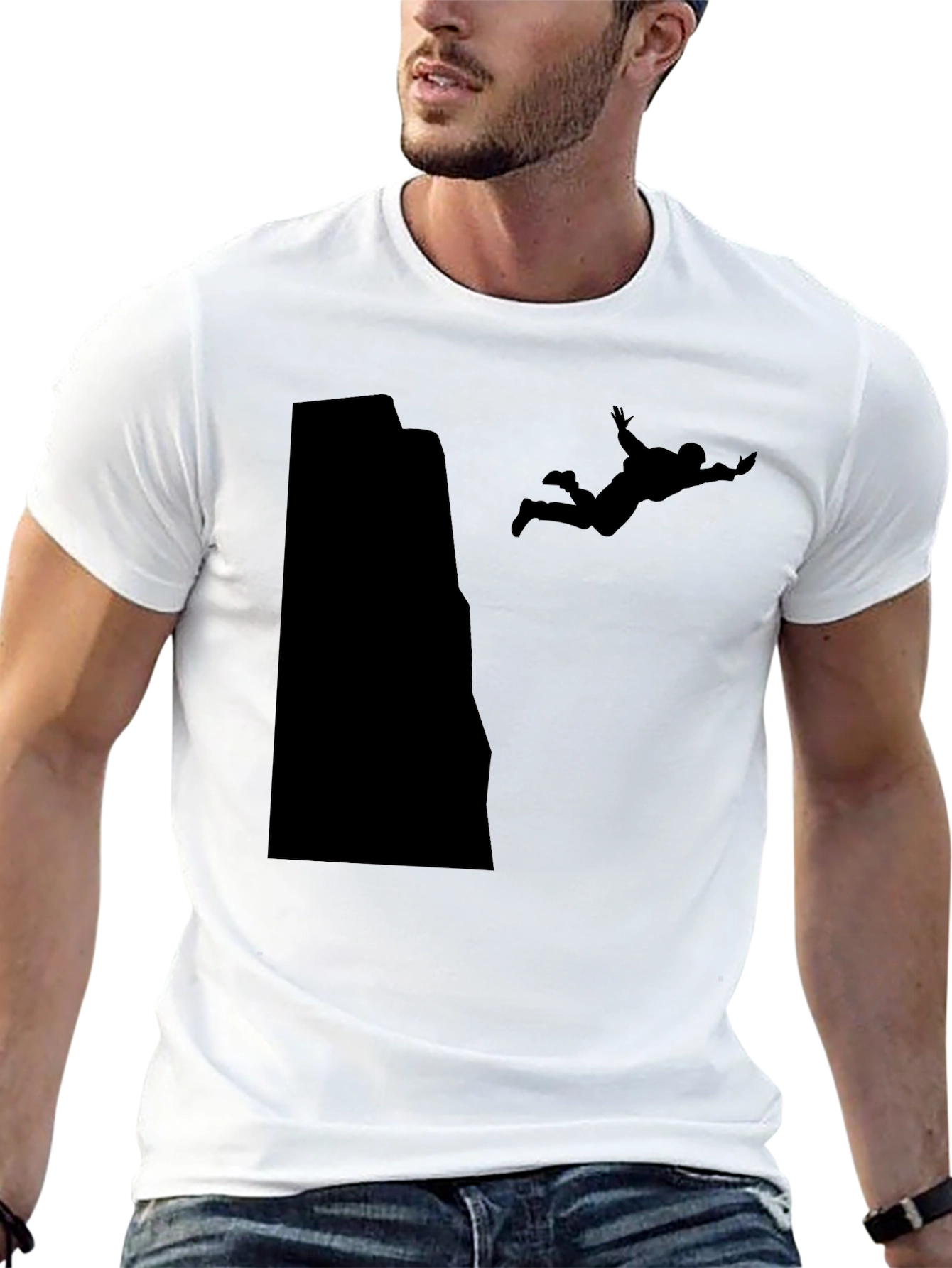 Black Daredevil Black Tee - Extreme Sports Silhouette Design view 13