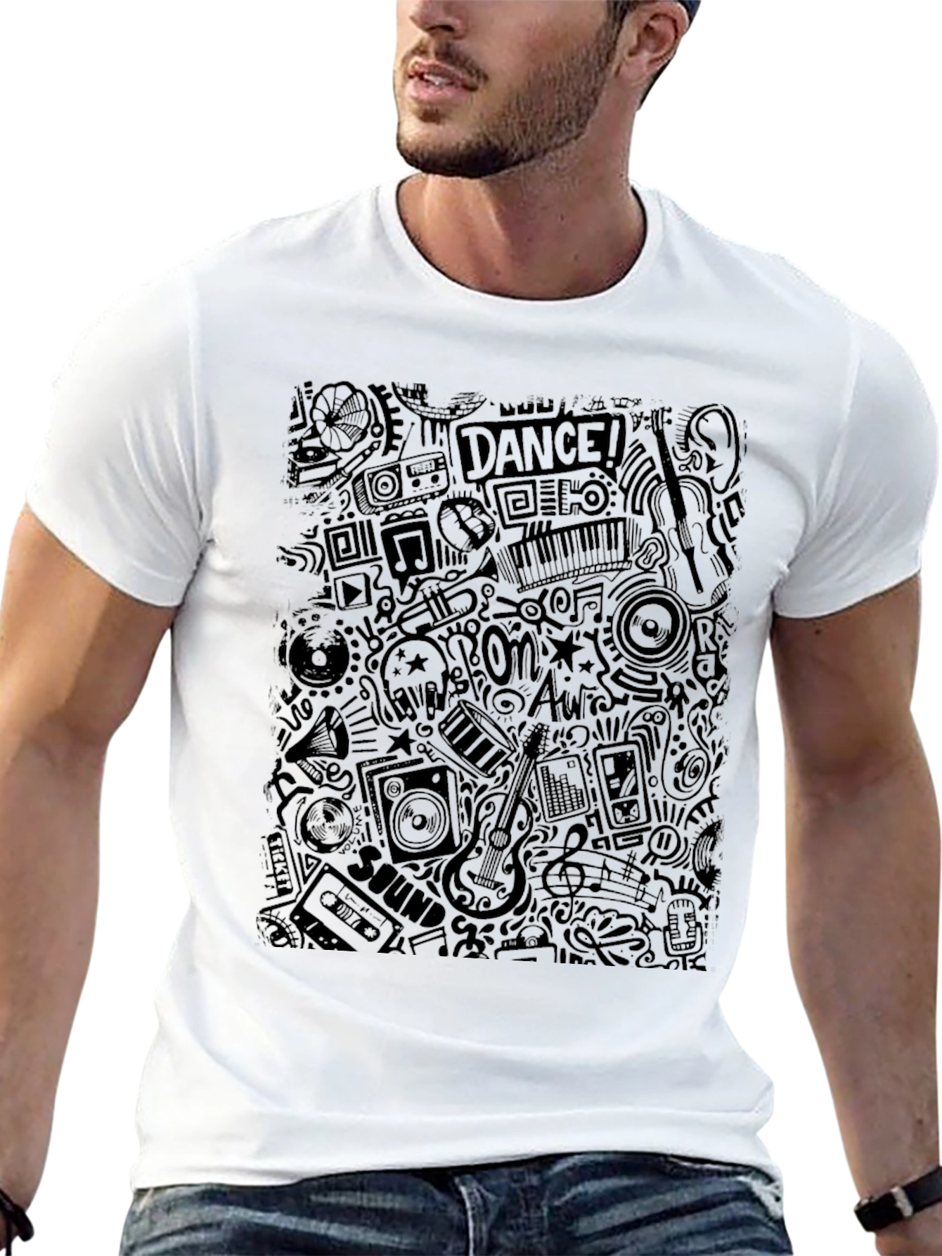 Black Music Doodle Graphic T-Shirt view 13
