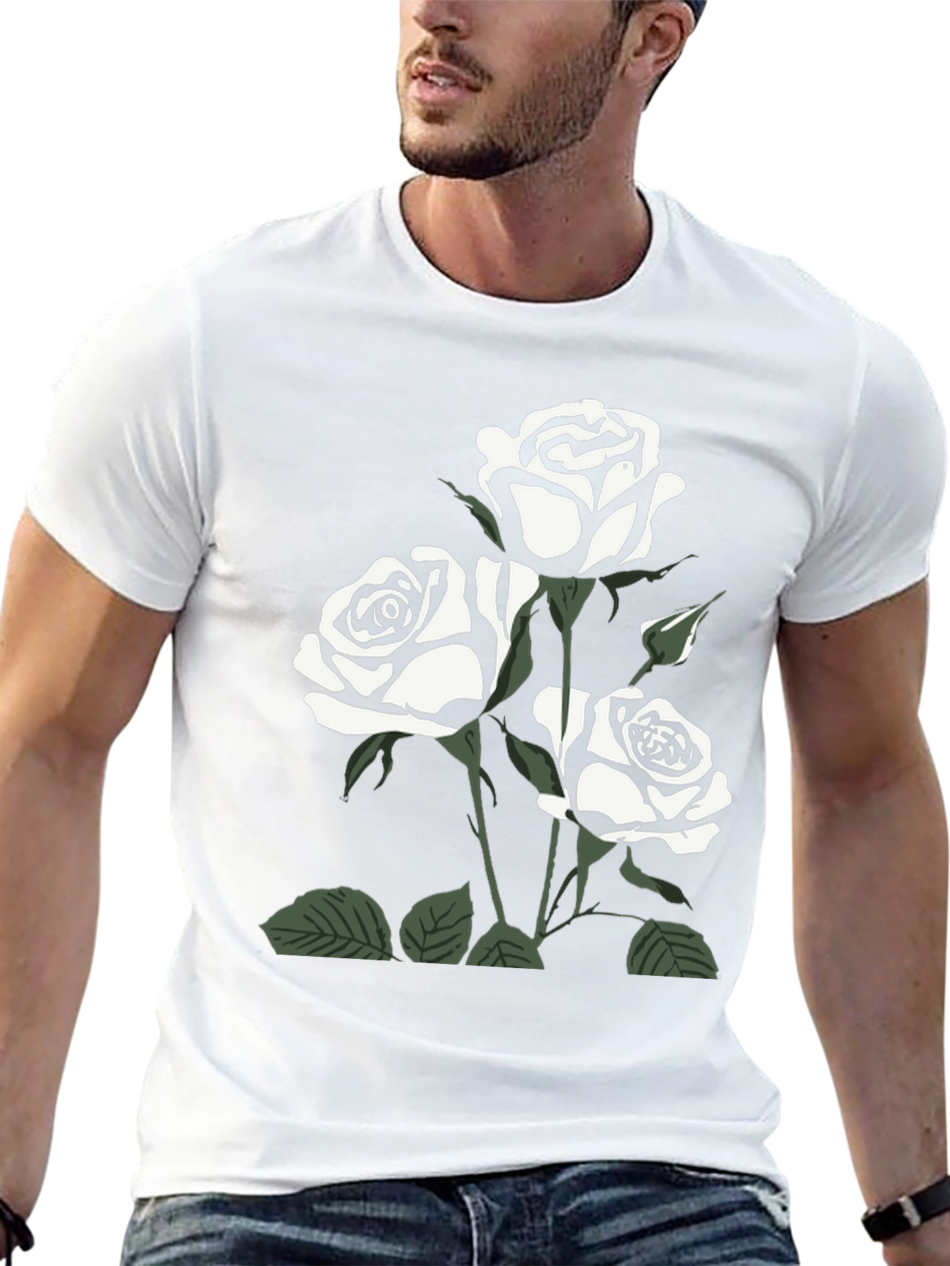 Black Black Rose Graphic Tee for Men view 13