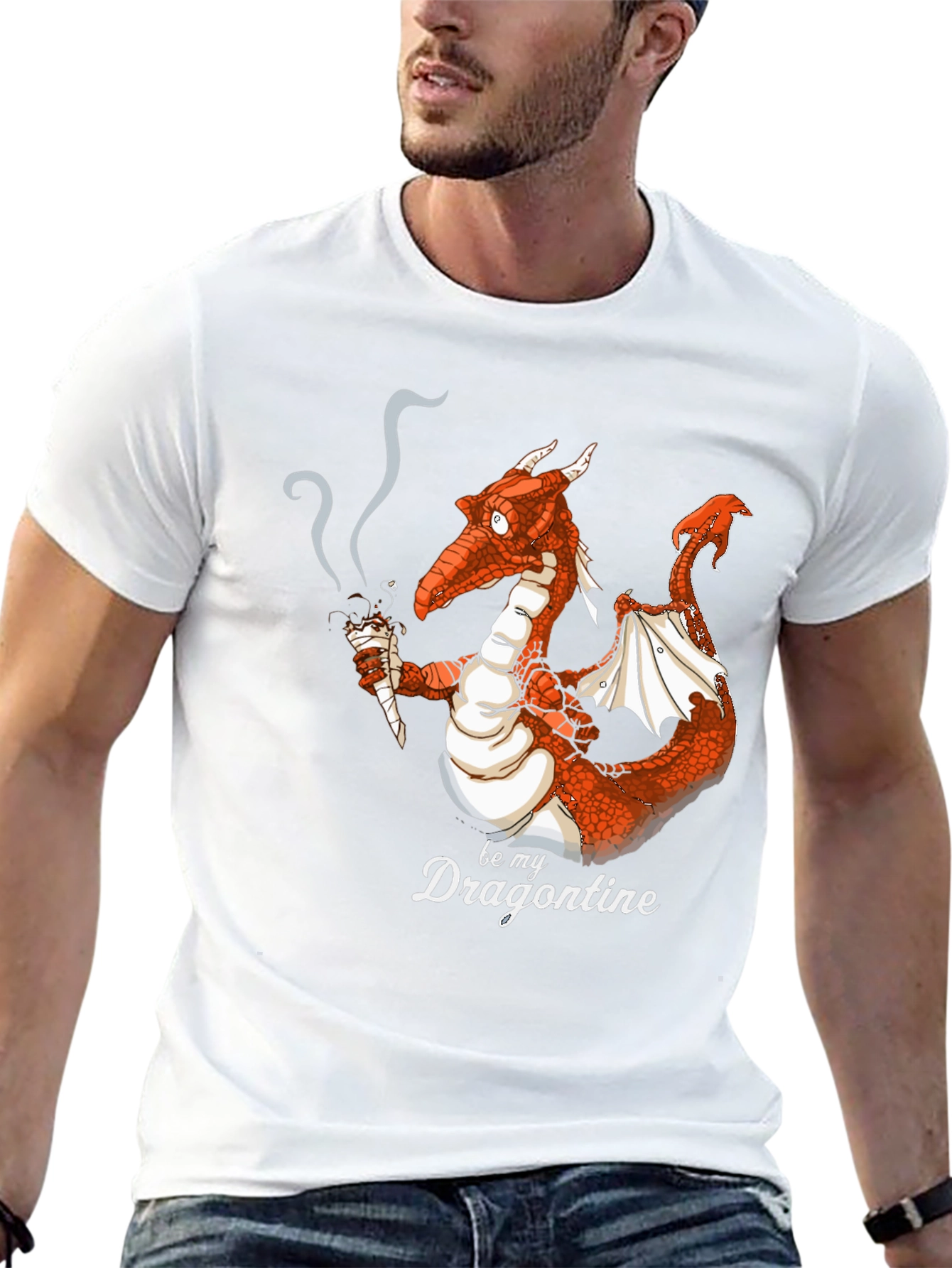 Black Dragon Smoking Ice Cream Funny Graphic Tee view 13