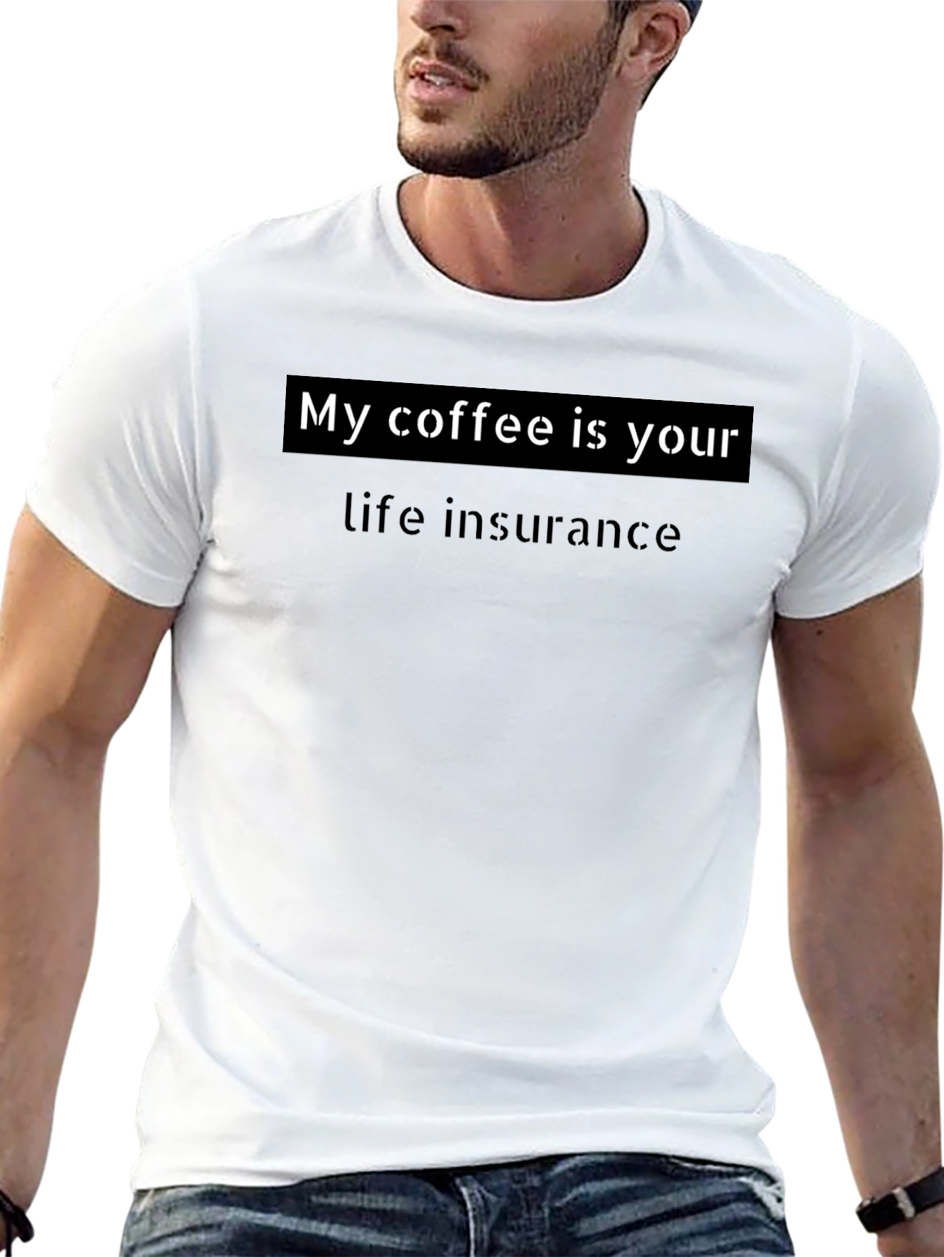 Black My Coffee Is Your Life Insurance Graphic Tee view 13