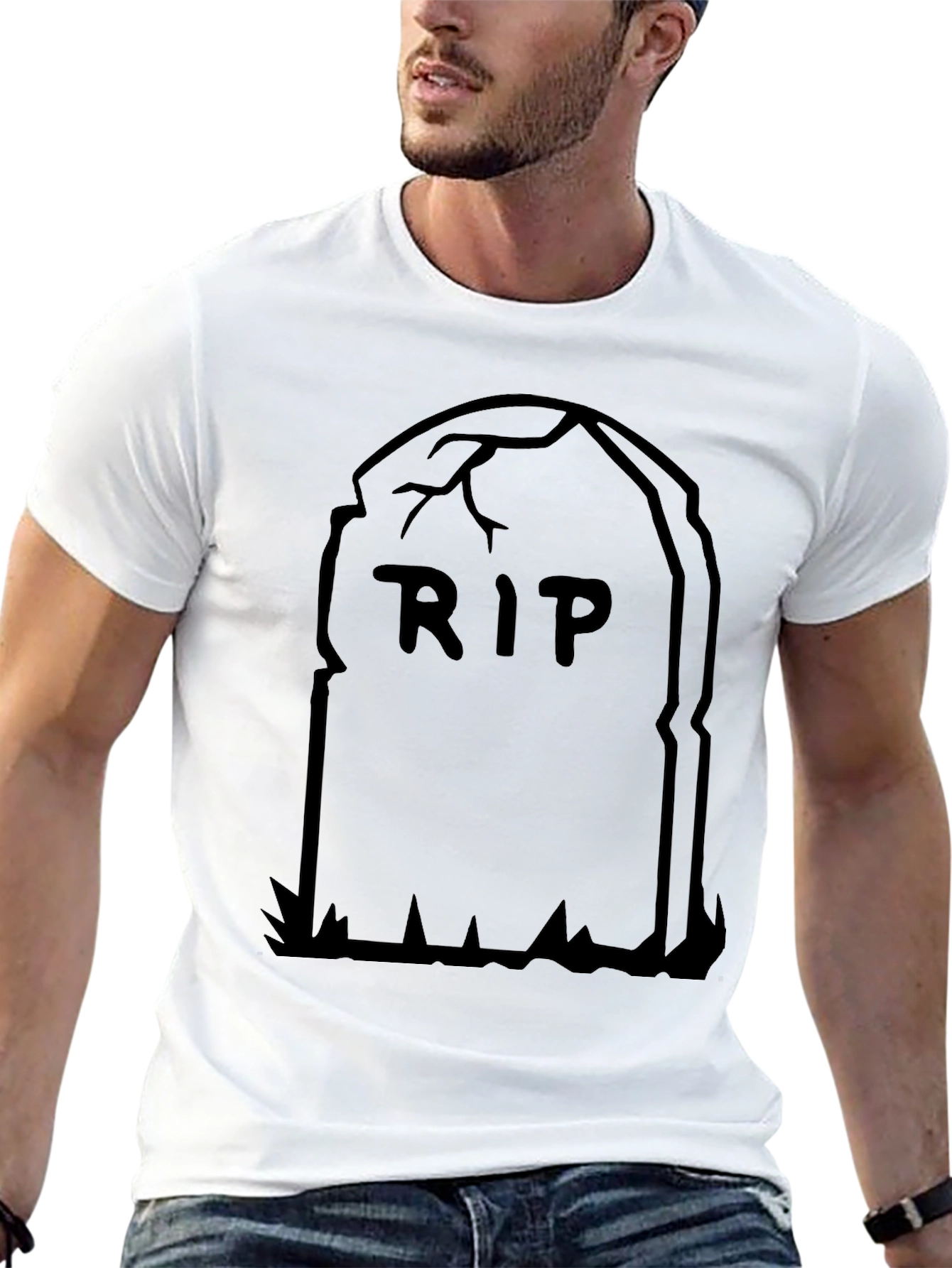 Black RIP Tombstone Graphic T-Shirt - Spooky Halloween Tee view 13
