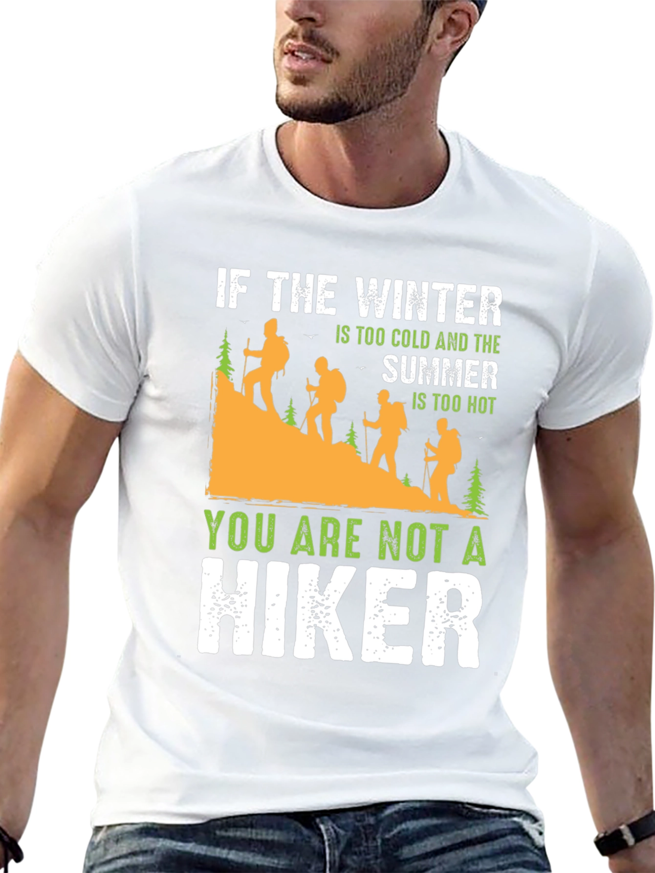 Black Hiking T-Shirt: Too Cold, Too Hot - Hiker view 13