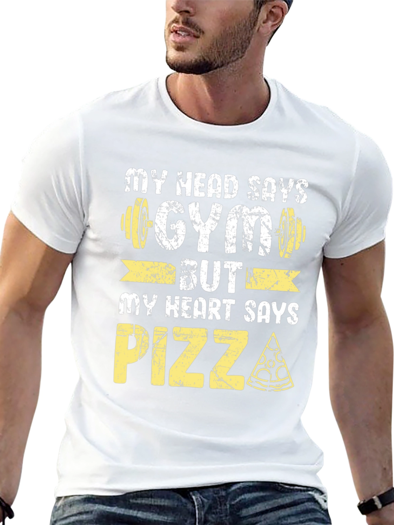 Black Gym vs. Pizza Graphic Tee - Funny Workout Shirt view 13