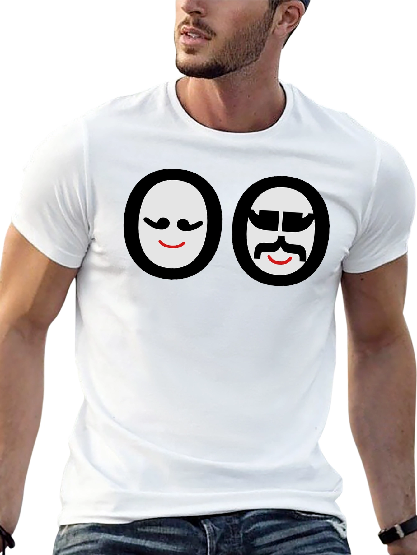 Black Funny Faces Graphic Black T-Shirt view 13