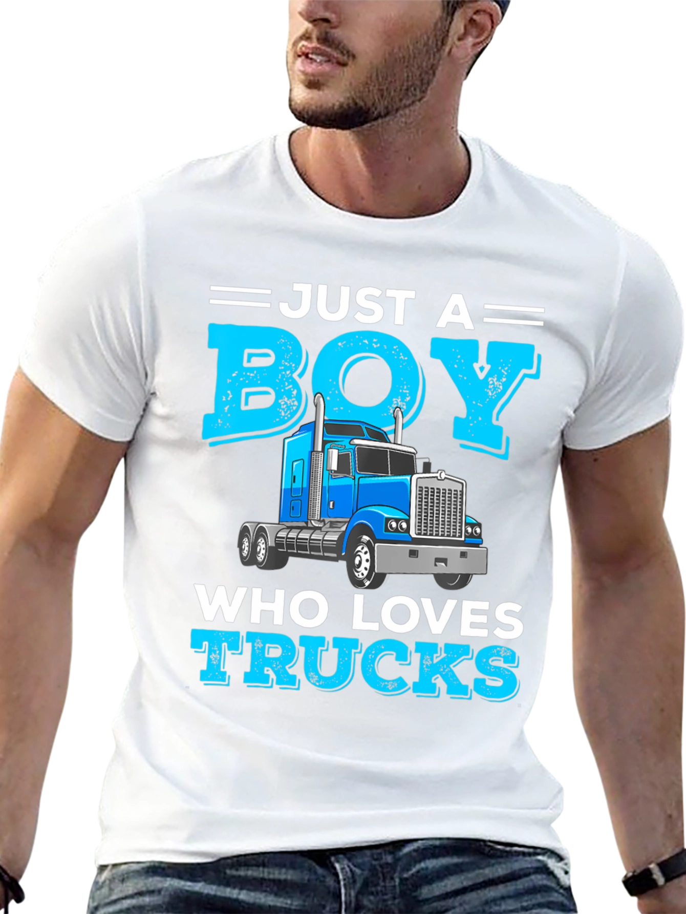 Black Just a Boy Who Loves Trucks T-Shirt view 13
