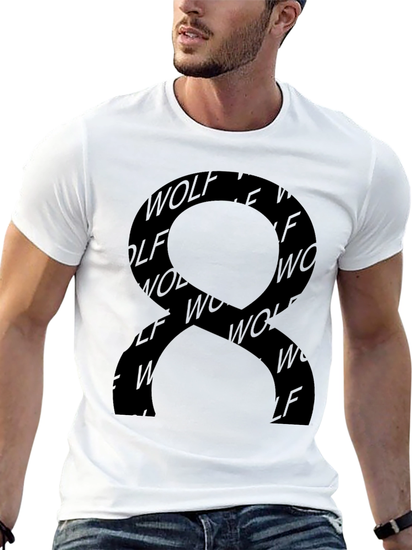 Black Wolf Graphic Print Black T-Shirt view 13