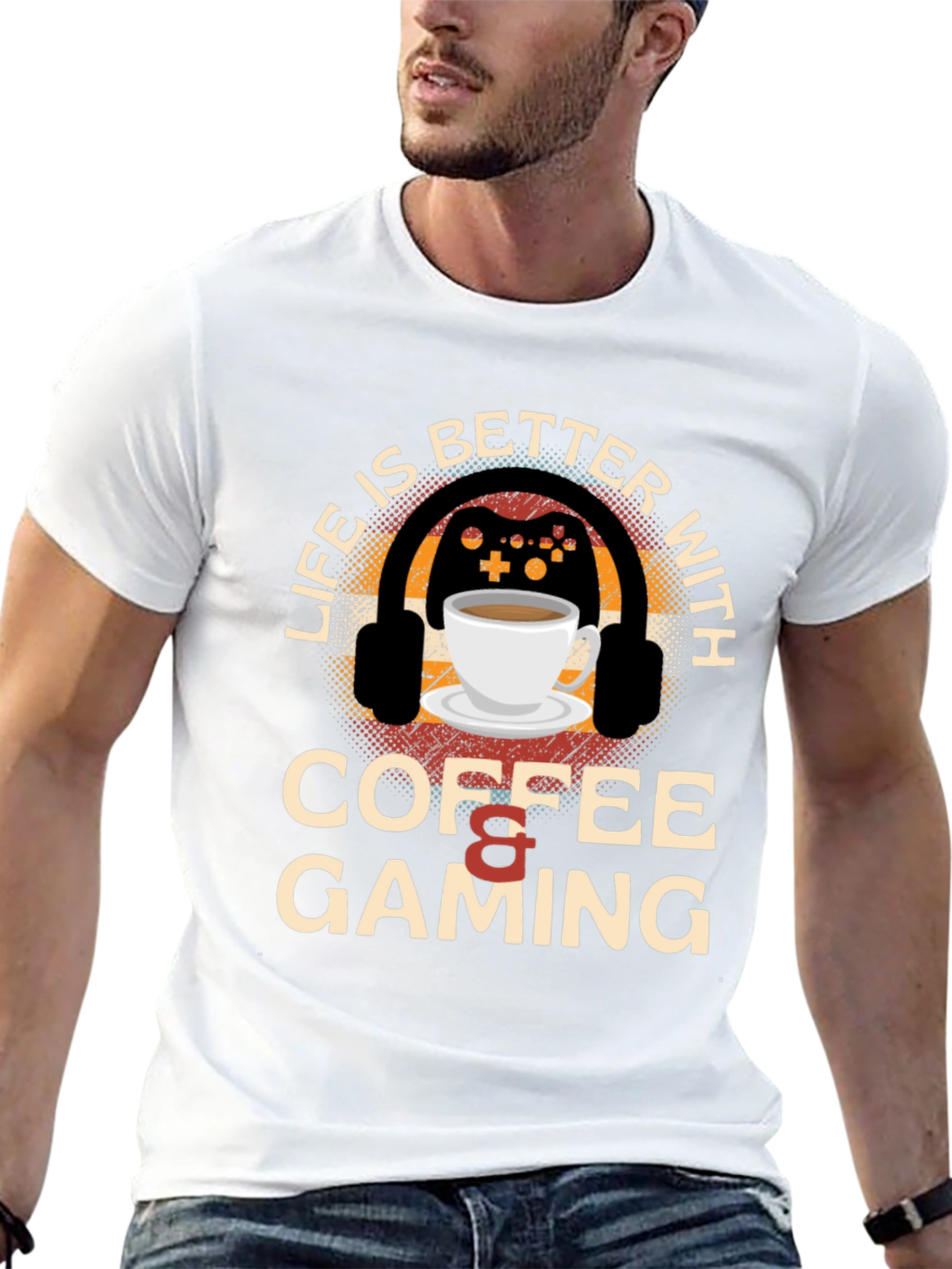 Black Coffee & Gaming T-Shirt - Gamer Life Style view 13