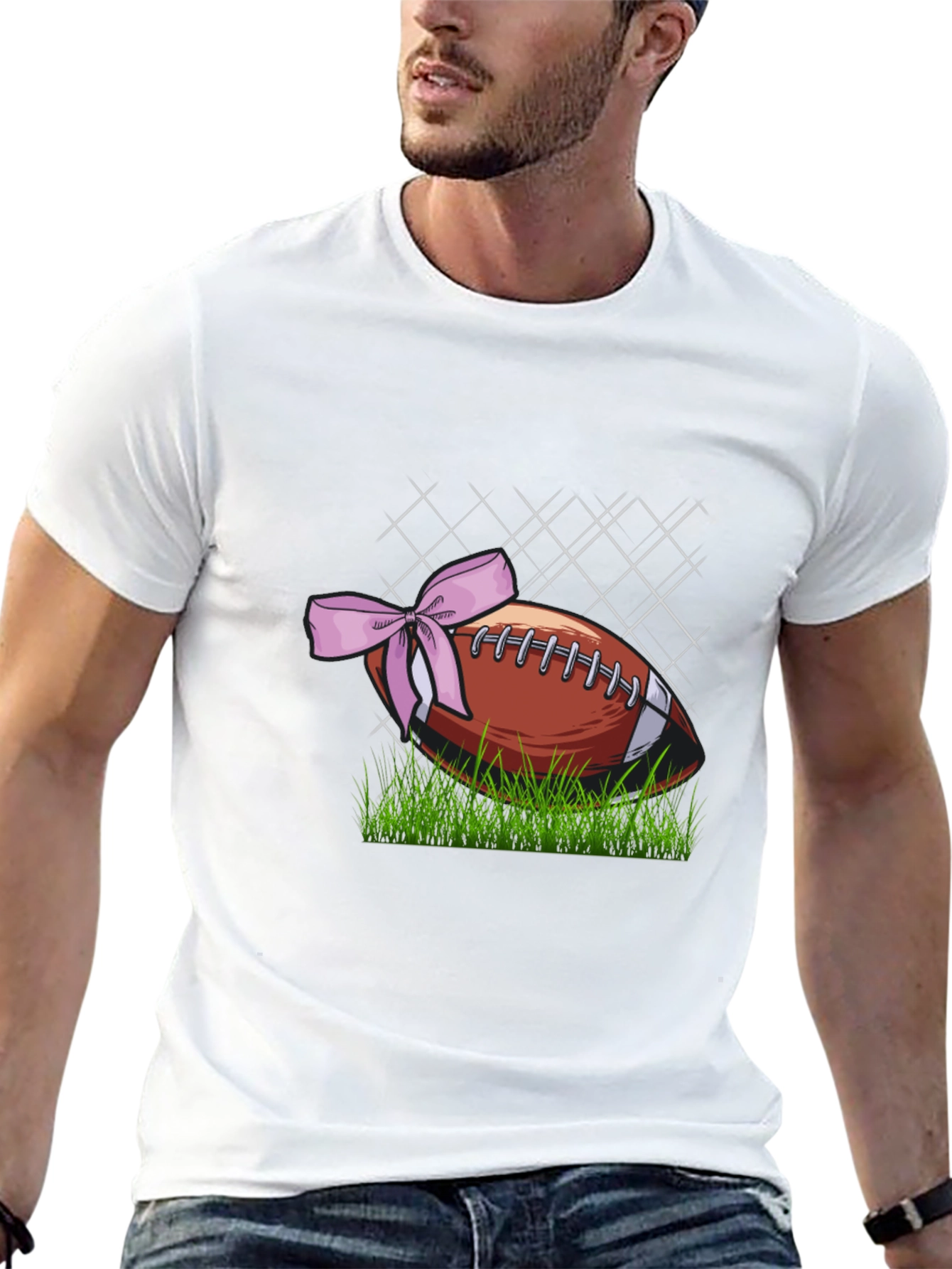 Black Football with Bow Graphic Tee - Men's view 13